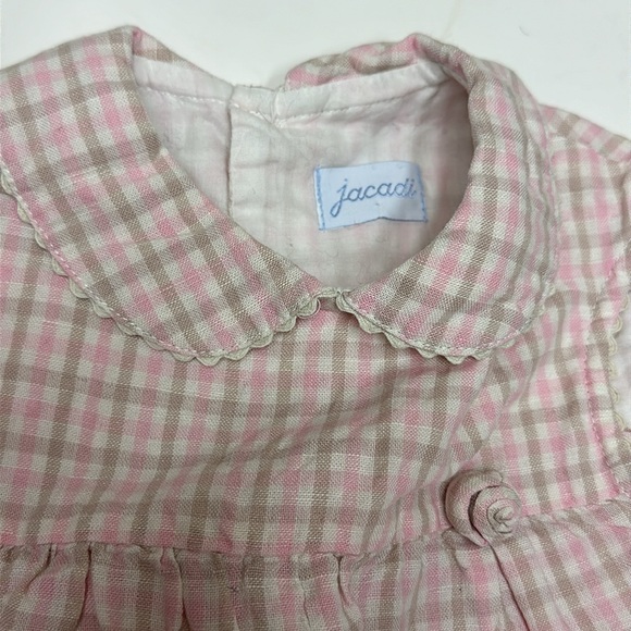 Jacadi Paris Peter Pan collar plaid romper with rosette size 18 months - Picture 5 of 10